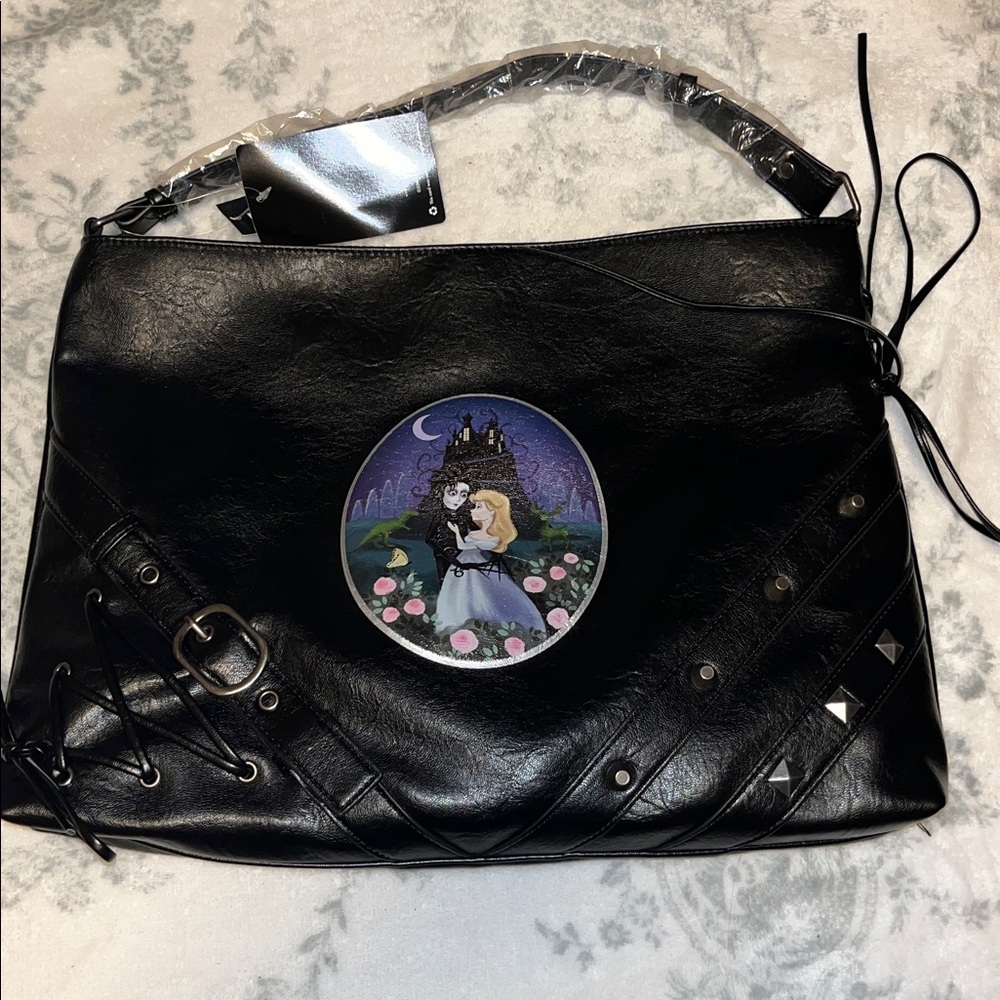 Edward Scissorhands Studded Black Hobo tote Bag shoulder NWT her universe